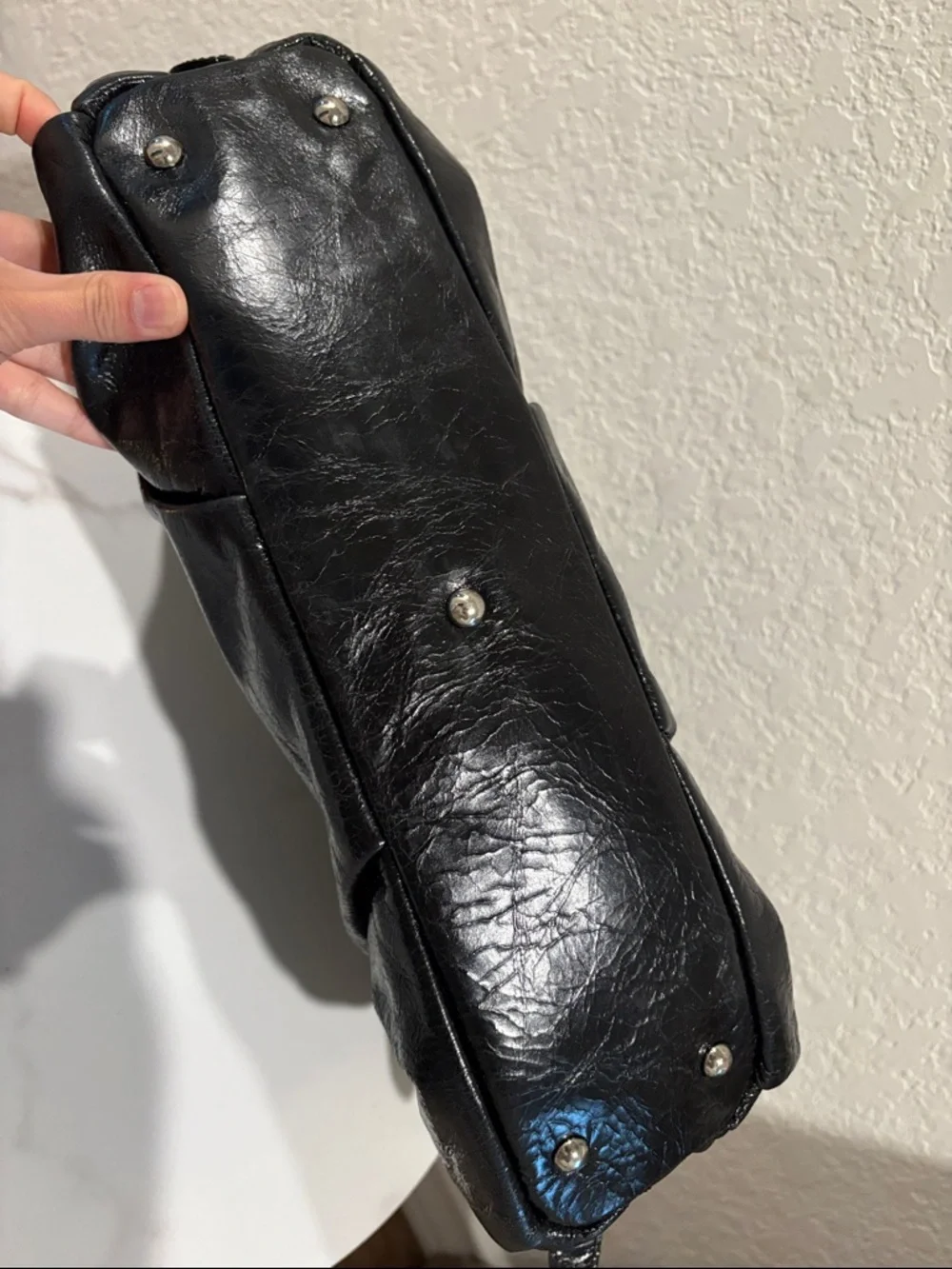 MCM Black Leather Satchel with Silver Hardware - Picture 7 of 12